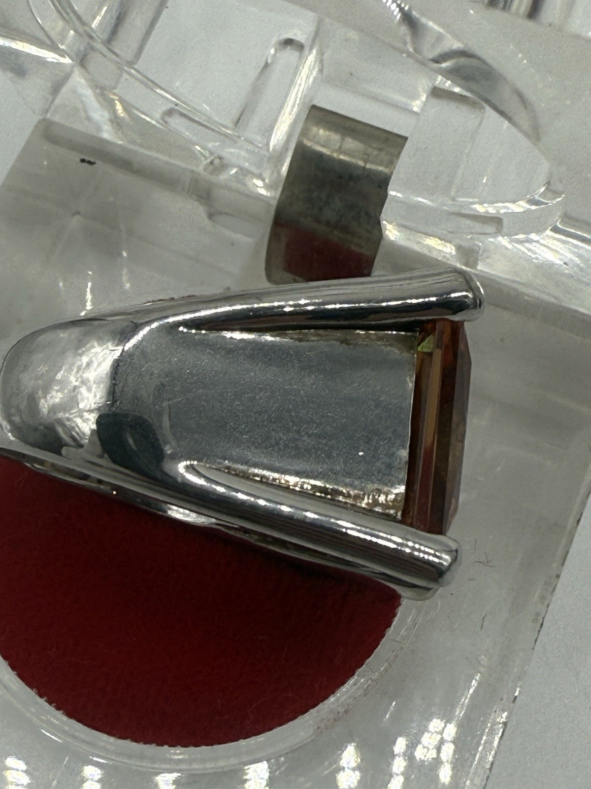 925 SILBER RING MIT SYNTHETISCHEN CITRIN STATEMENT-SCHMUCK VINTAGE GR.55
