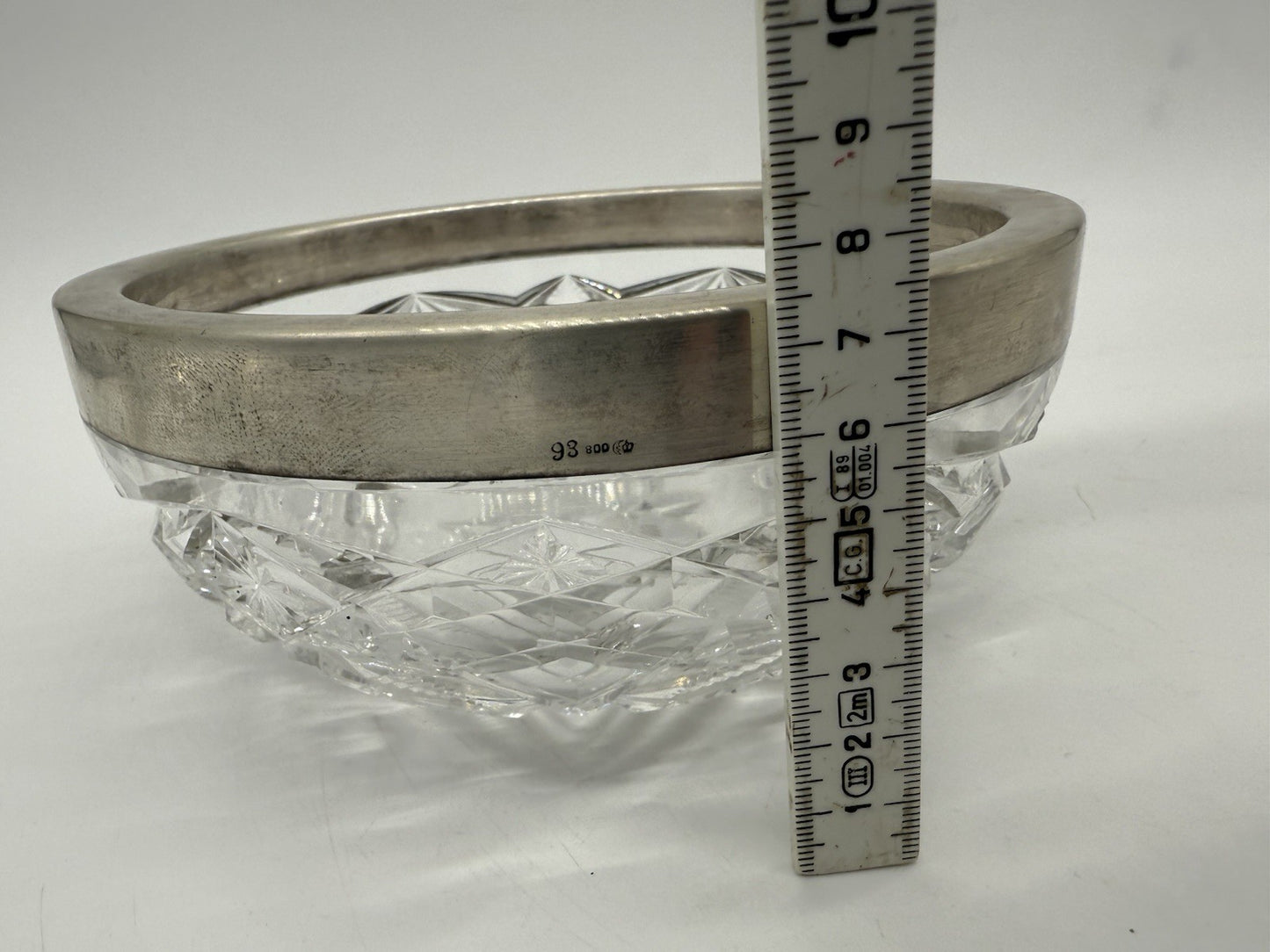 VINTAGE SCHALE KRISTALLGLAS MIT 800er SILBERRAND