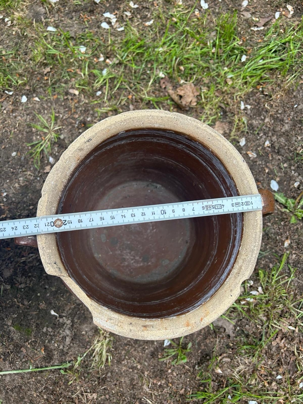 2x ANTIKER PFLANZENTOPF, GARTENDEKO, STEINGUTTOPF, ALTER TONTOPF