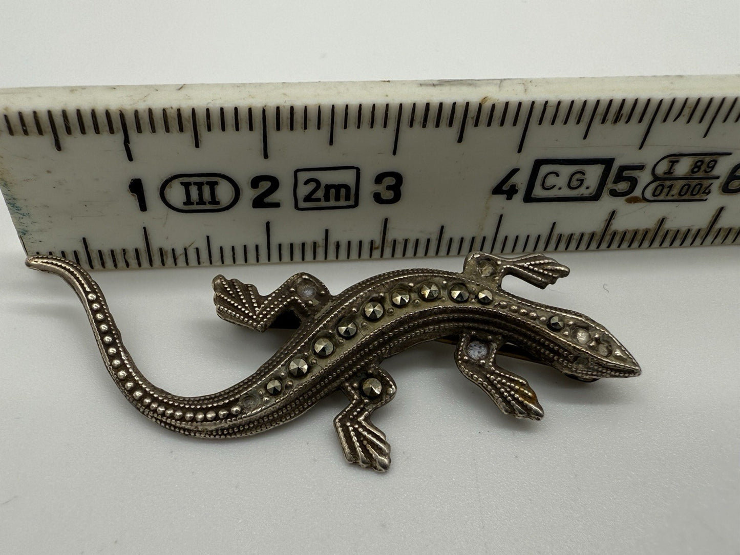 ANTIKE BROSCHE SALAMANDER MIT MARKASITEN 835er SILBER