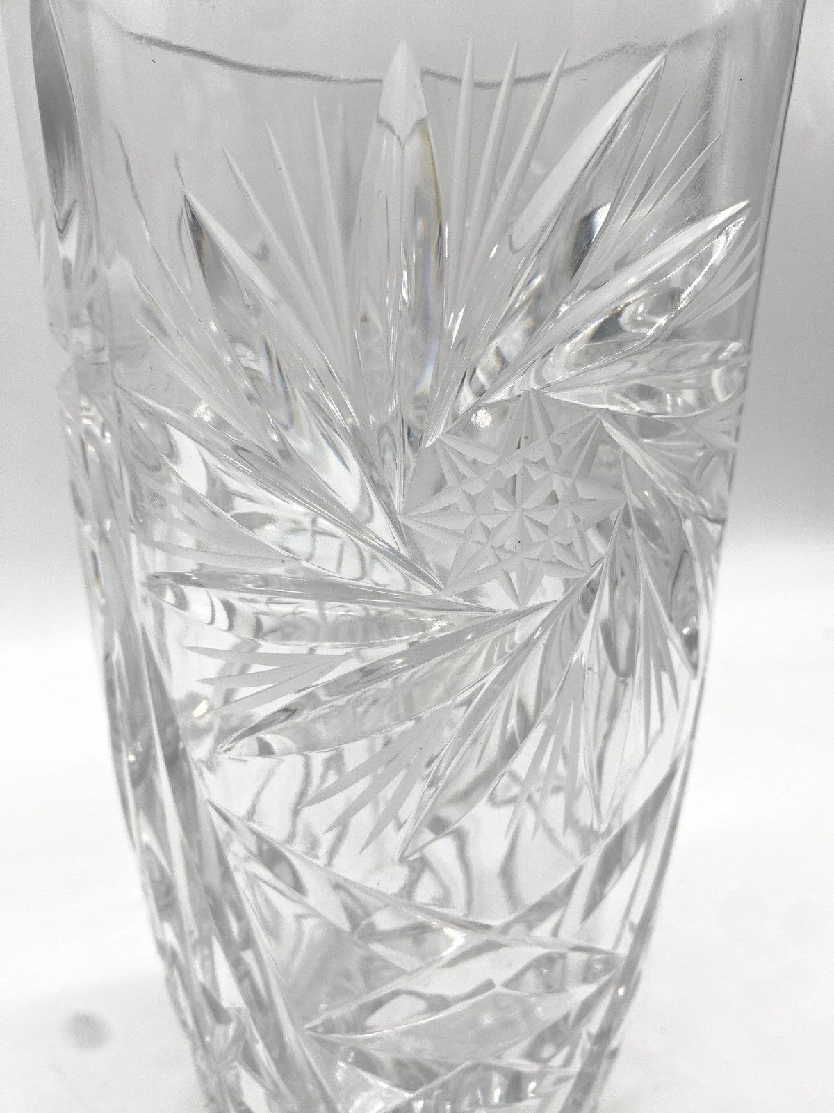 GROßE VINTAGE BLEIKRISTALL VASE, SCHLEUDERSTERN, BOHEMIAN, BÖHMEN