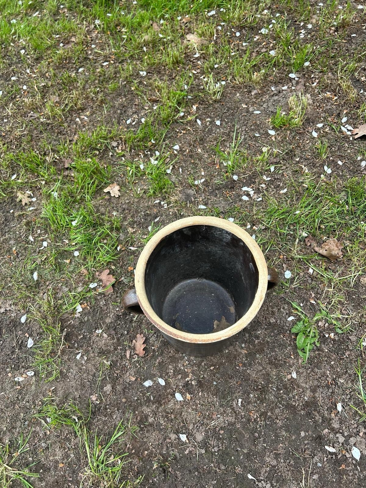 ANTIKER PFLANZENTOPF, GARTENDEKO, STEINGUTTOPF, ALTER TONTOPF