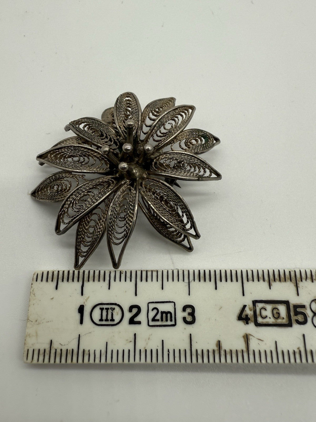 VINTAGE STERLING SILBER FILIGRANE BLUME BROSCHE