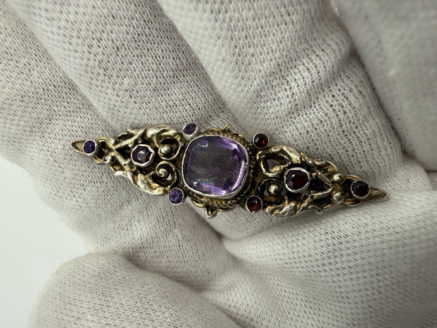 VINTAGE AMETHYST BROSCHE LILA STEIN ANSTECKNADEL
