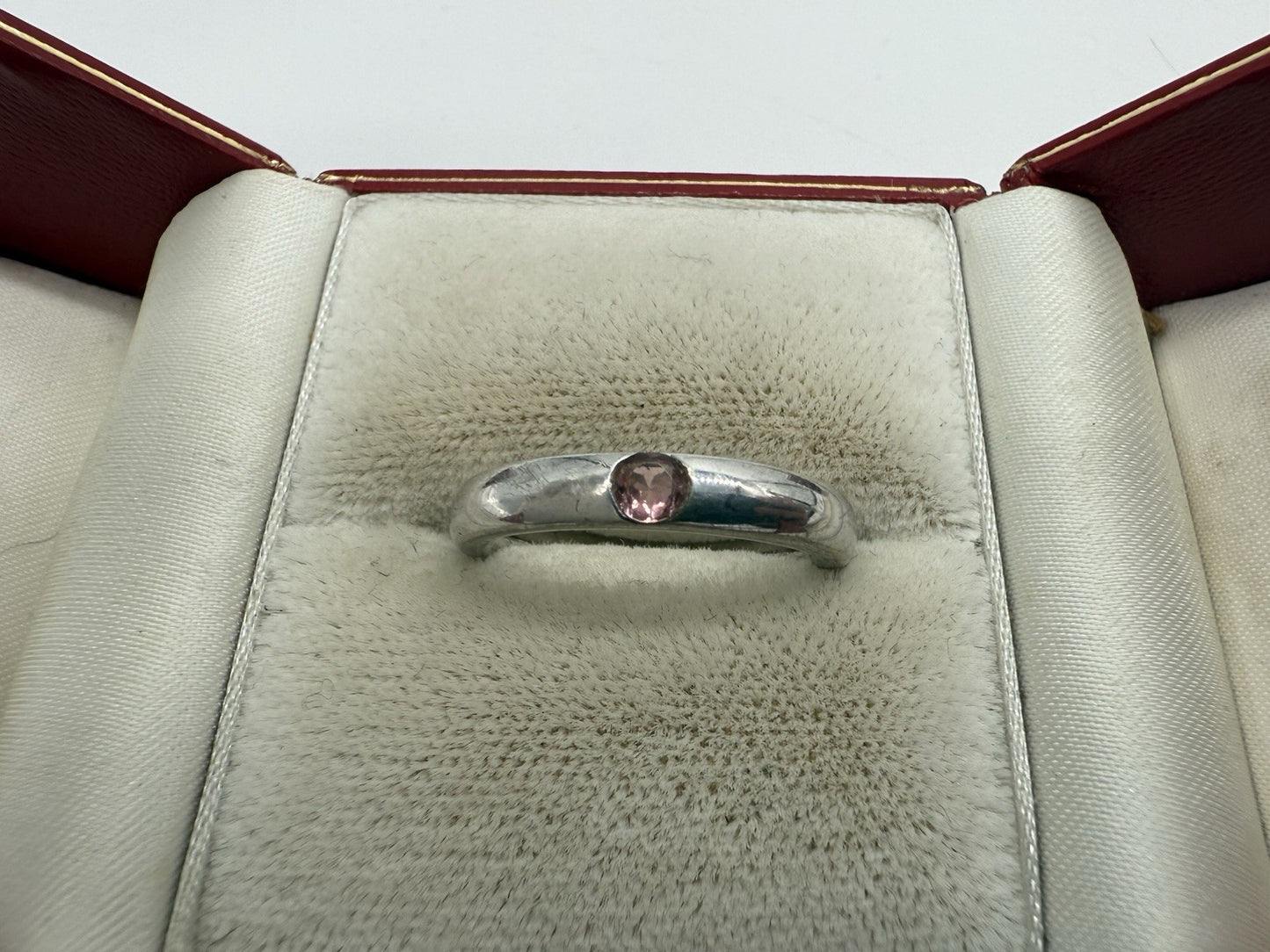 SCHÖNER 925 STERLING SILBER RING MIT ROSA STEIN GR.57