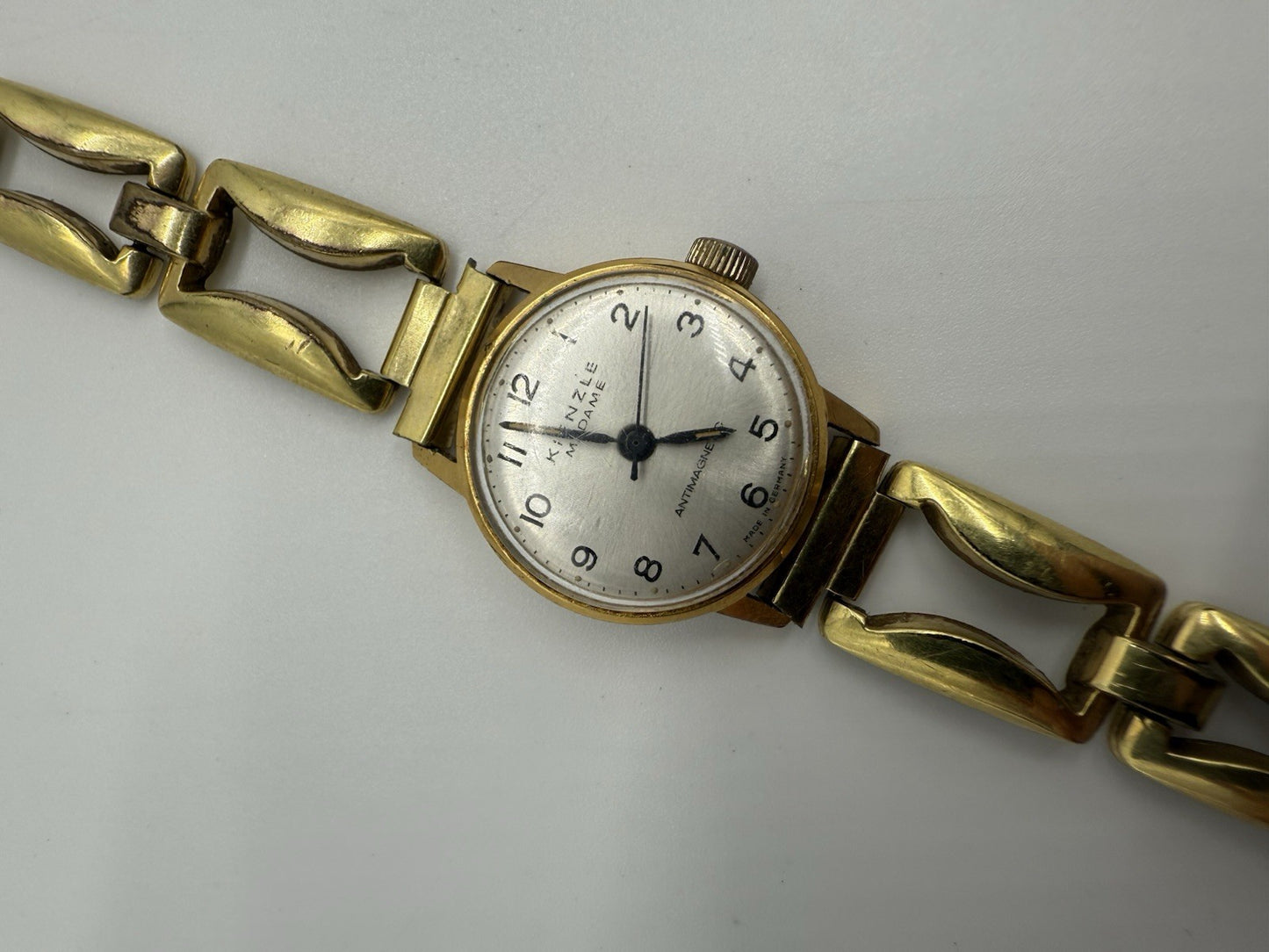 VINTAGE KIENZLE MADAME HANDAUFZUG GOLD DOUBLE DAMEN ARMBANDUHR UHR LÄUFT