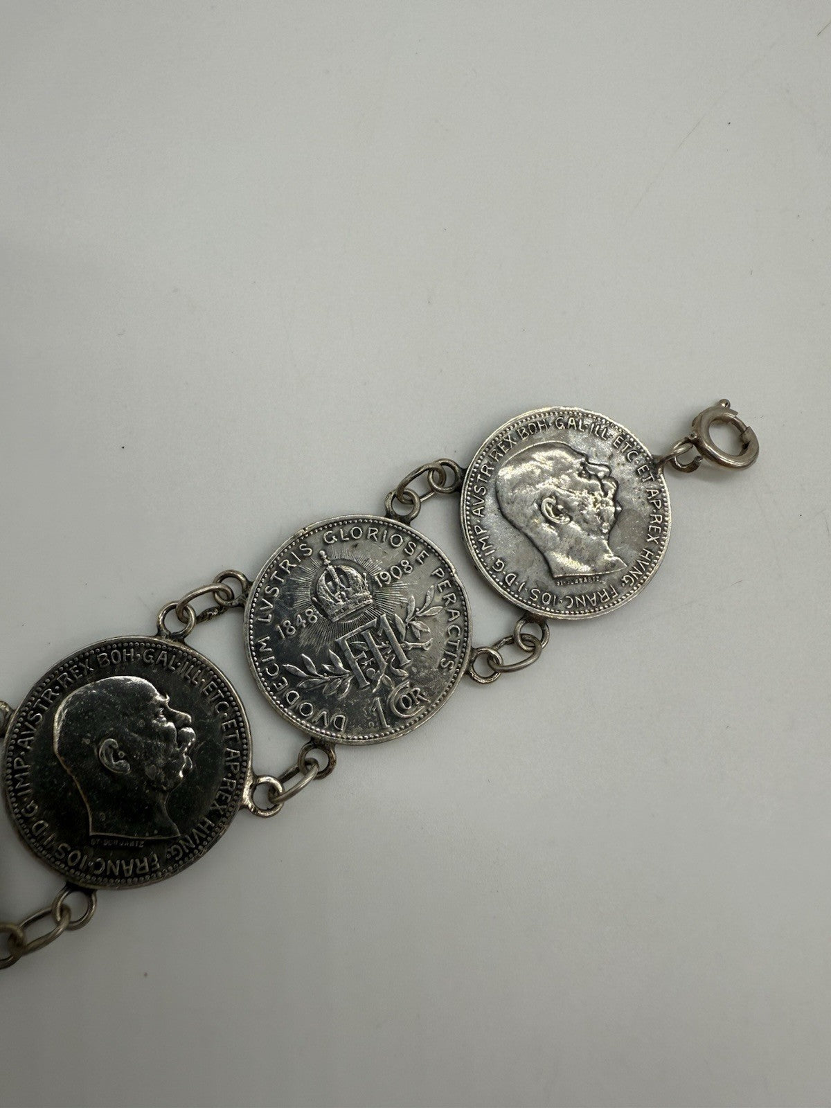 ALTES SILBER MÜNZEN ARMBAND IN 835er SILBER