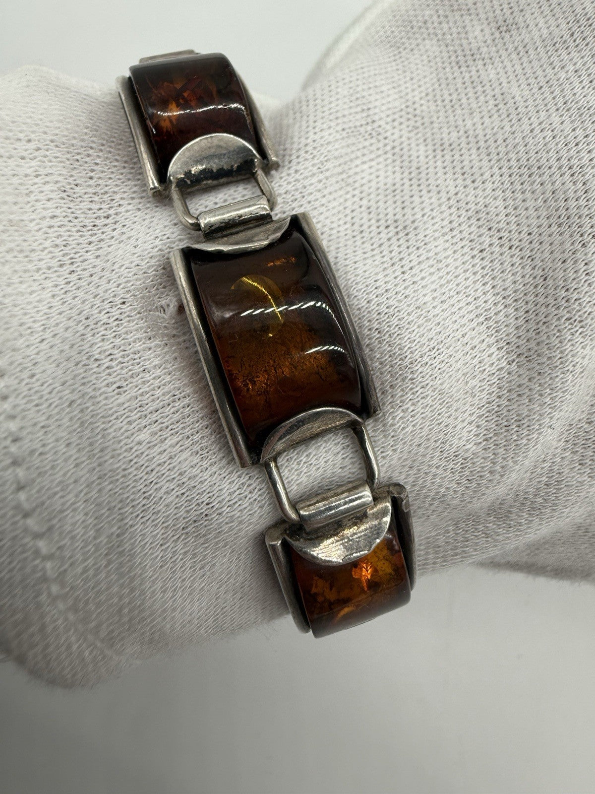 VINTAGE BERNSTEIN ARMBAND 800 SILBER 25,5cm