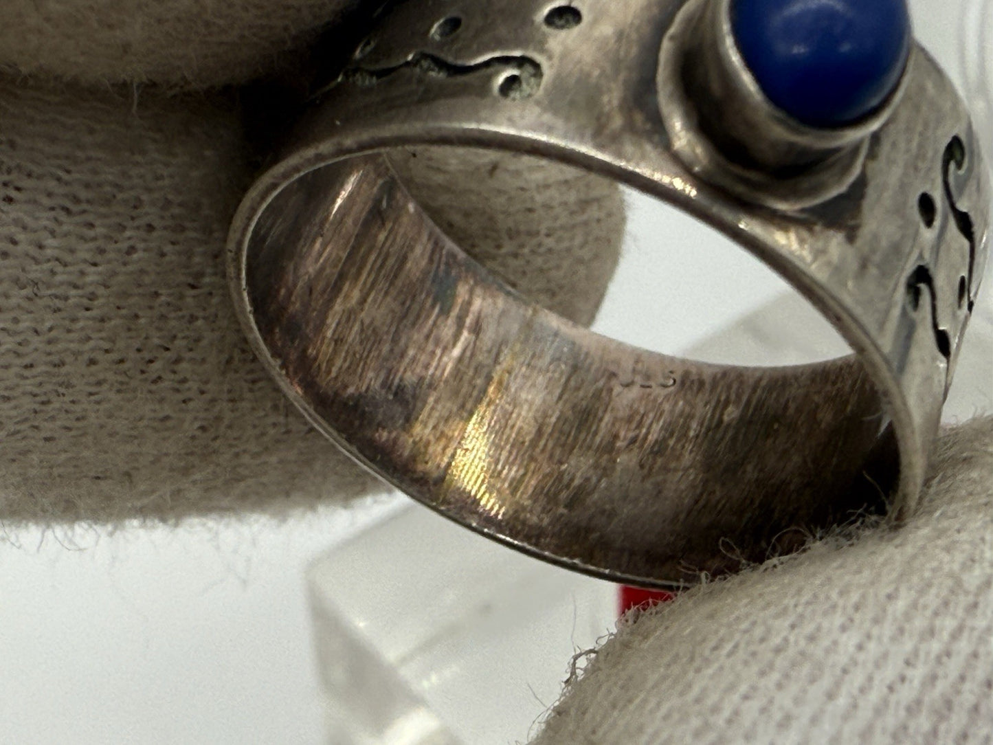 ATTRAKTIVER VINTAGE RING SILBER 925 MIT LAPISLAZULI GR.62