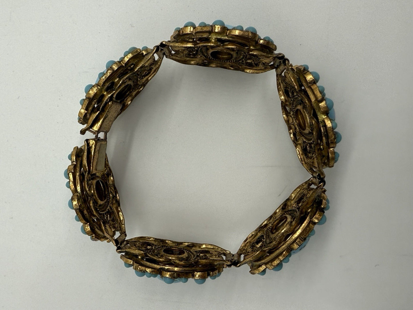 VINTAGE TÜRKIS ARMBAND VERGOLDET GOLD DOUBLE 21cm