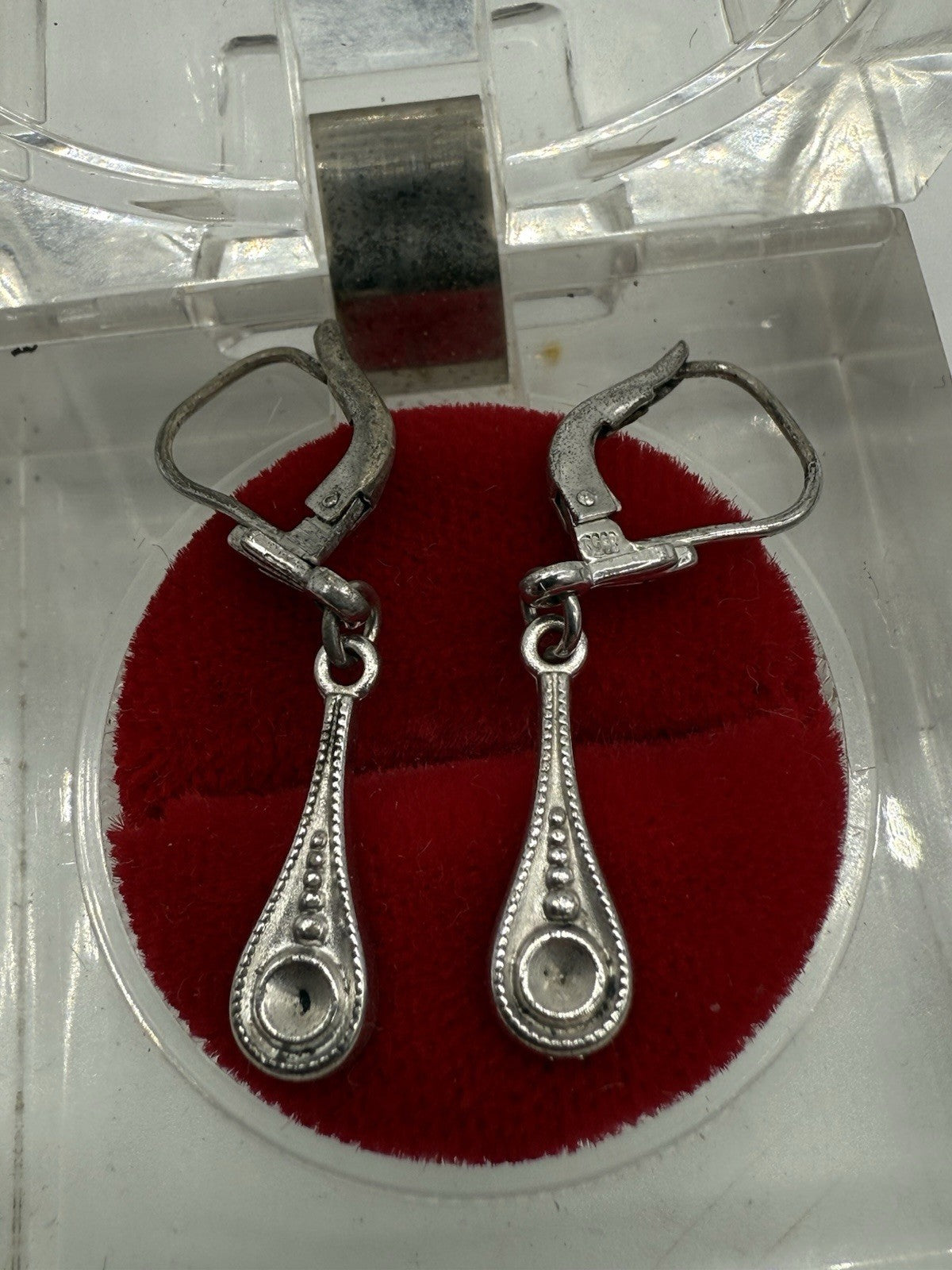 JUGENDSTIL 835 SILBER HÄNGE OHRRINGE TROPFENFORM