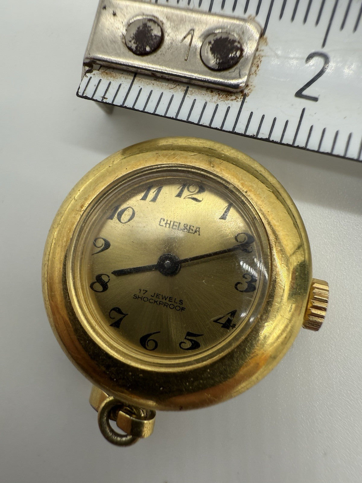 VINTAGE CHELSEA 17 JEWELS TASCHENUHR ANHÄNGERUHR, DAMEN GOLD DOUBLE LÄUFT
