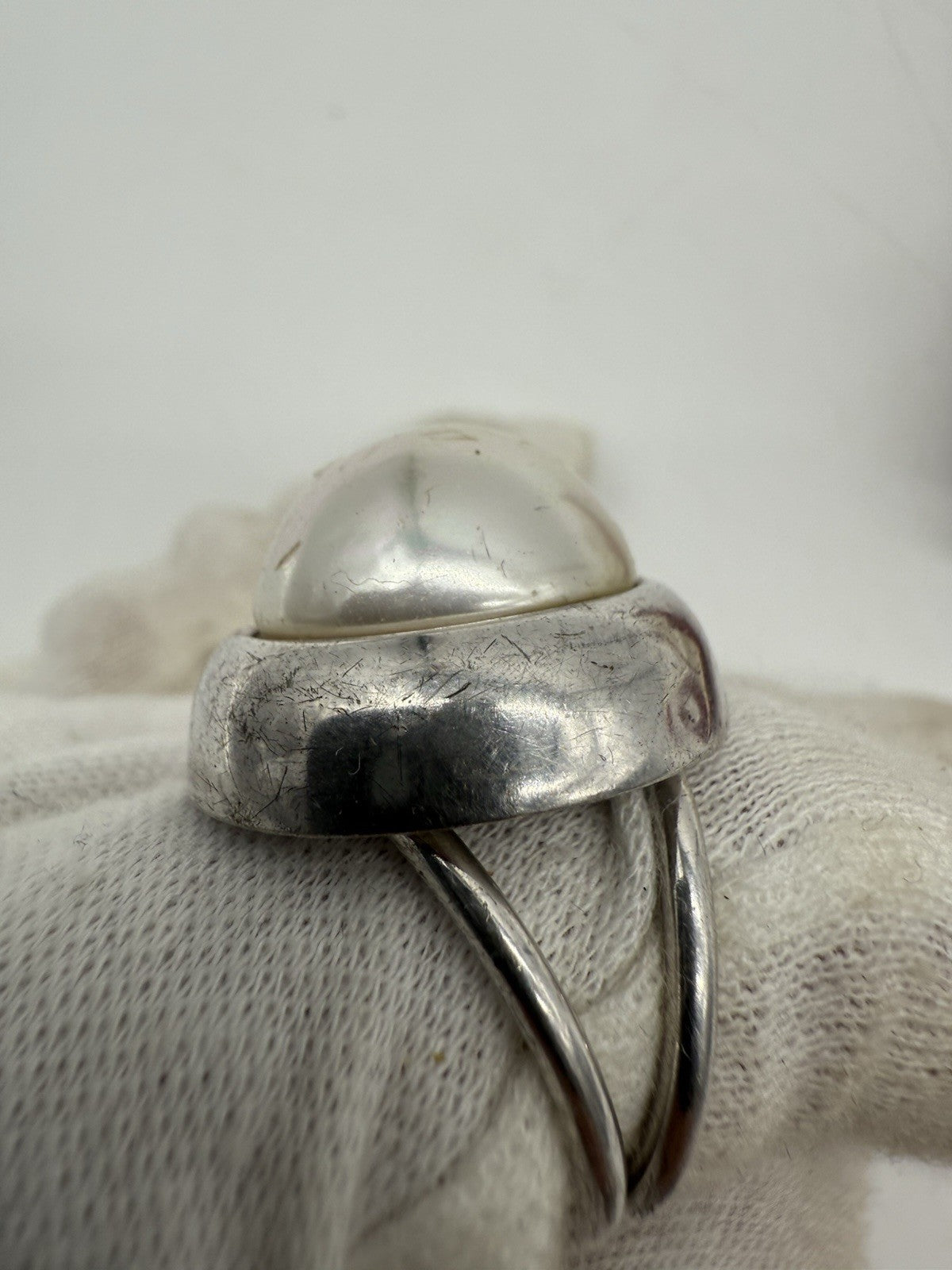 GROßER PERLENRING STERLING SILBER GR.63