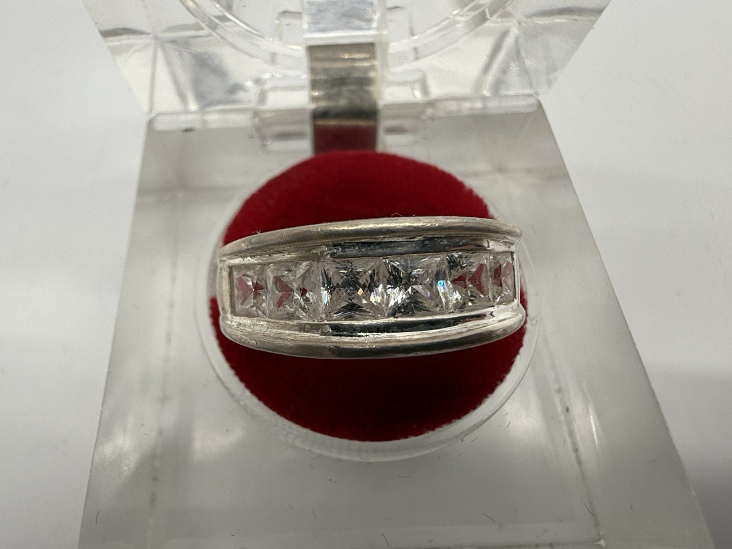VINTAGE 925 STERLING SILBER RING MIT 6 ZIRKONIA STEINE GR.62