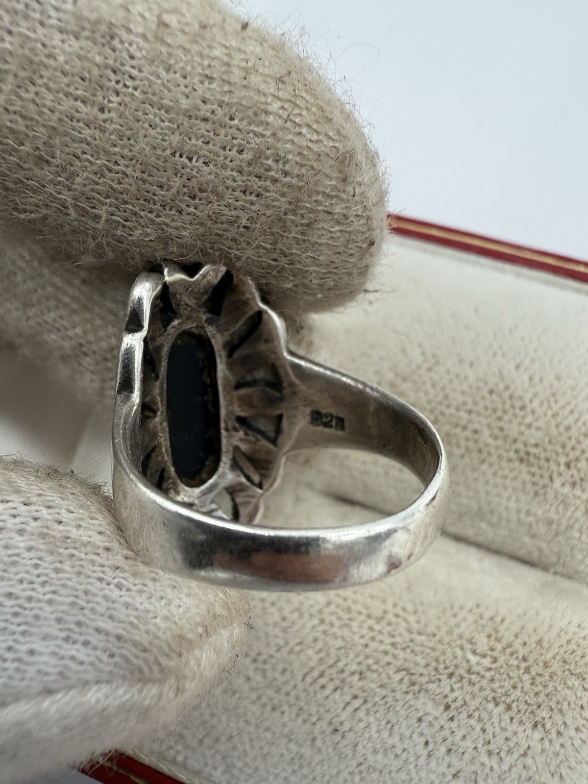 VINTAGE ONYX RING 925 STERLING SILBER GR.51