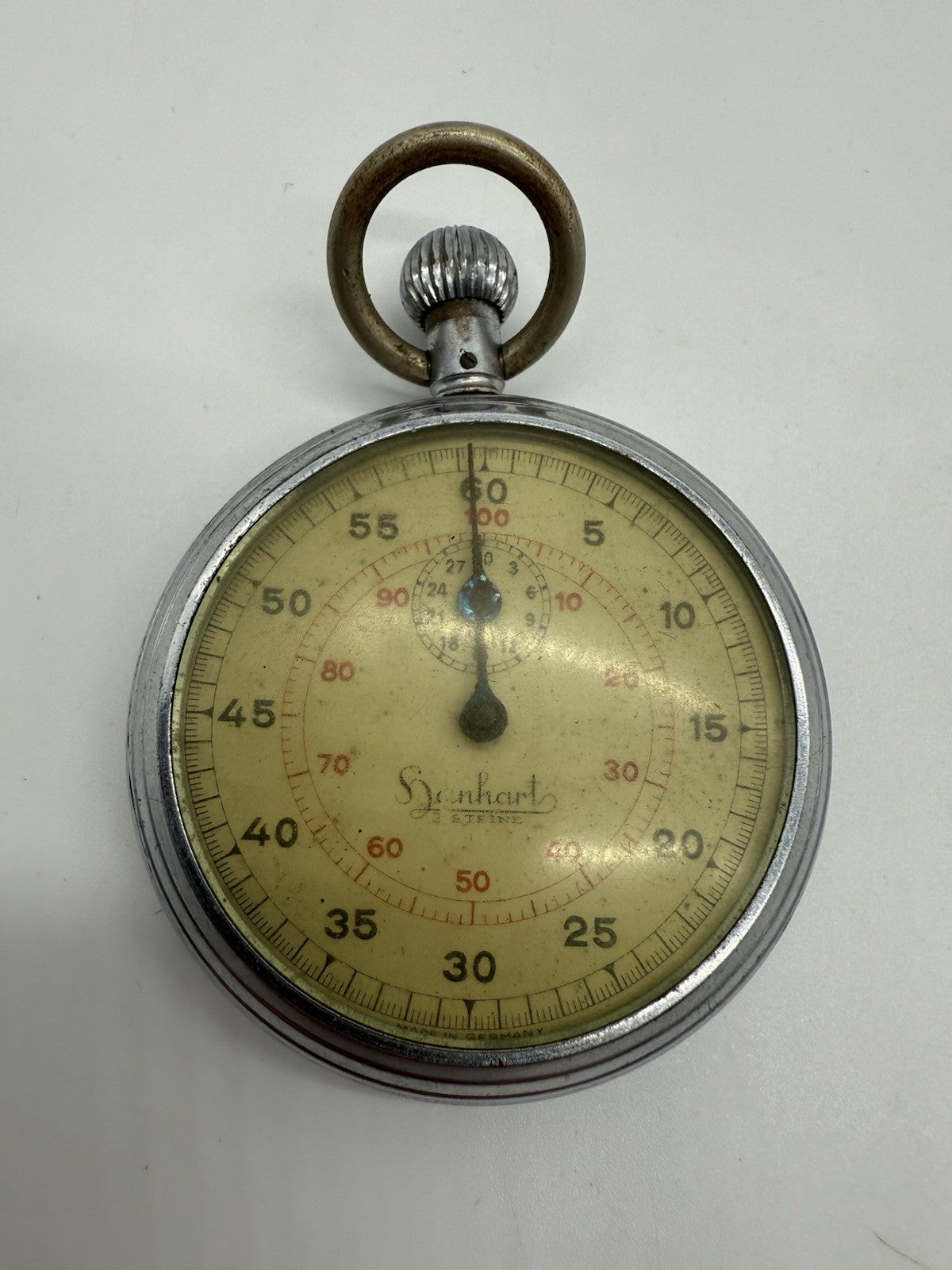 VINTAGE HANHART STOPPUHR 3 STEINE, KRONENSTOPPER RETRO