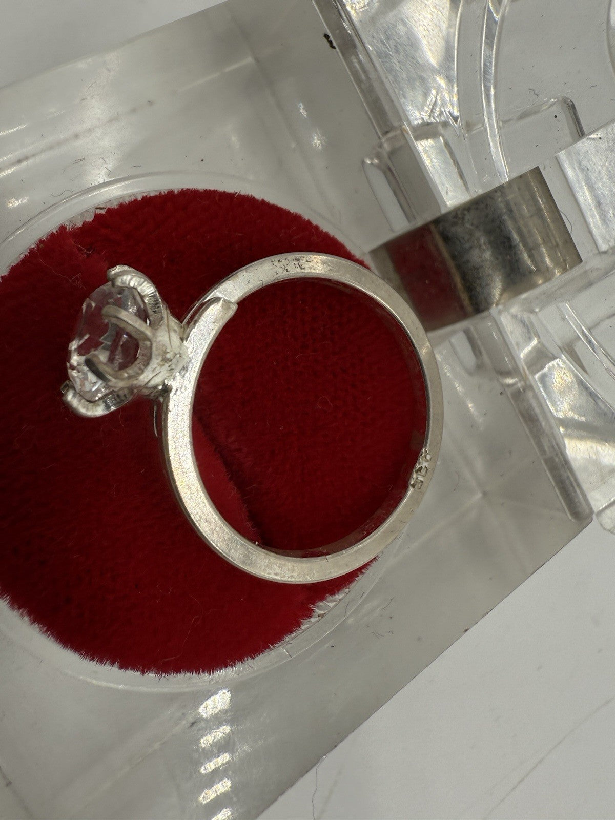 835 SILBER RING VINTAGE GROßER STEIN ZIRKONIA GR.55