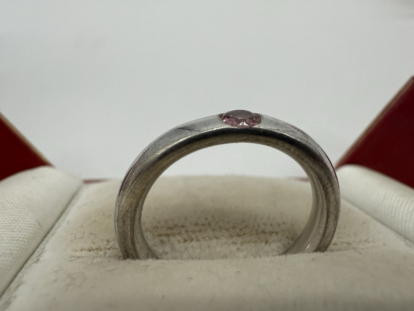 SCHÖNER 925 STERLING SILBER RING MIT ROSA STEIN GR.57