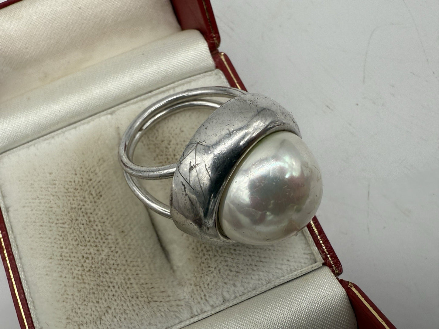 GROßER PERLENRING STERLING SILBER GR.63