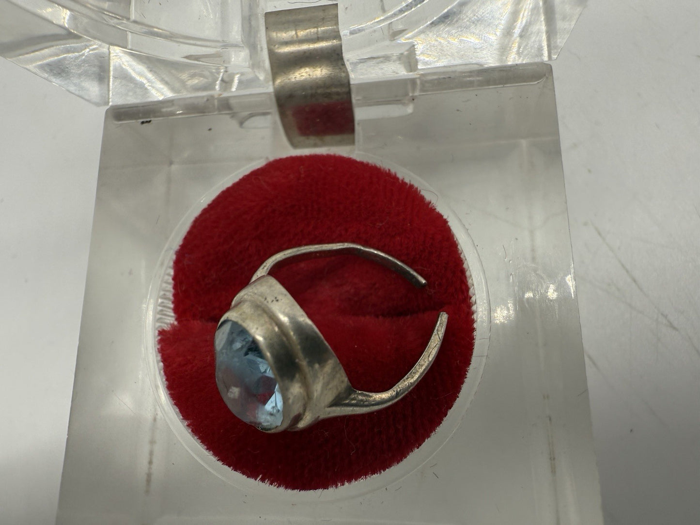 VINTAGE 835 SILBER RING MIT BLAUEN FARBSTEIN GR.45