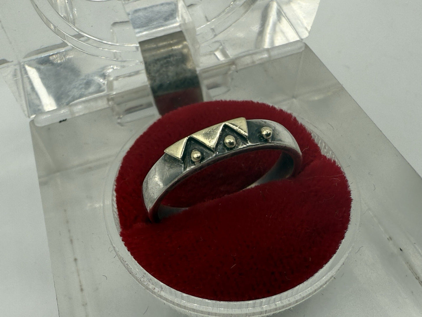 VINTAGE 925 STERLING SILBER RING SPIKE RING ETHNO SCHMUCK BAND RING GR.56