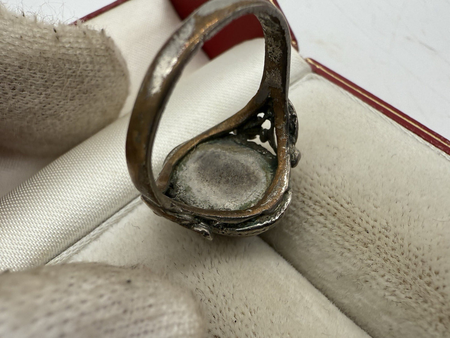 ANTIK JUGENDSTIL ART DÉCO ONYX RING GR.56