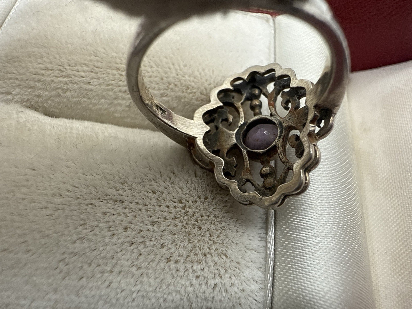 VINTAGE ART DECO STERLING SILBER AMETHYST FILIGRAN RING GR.56