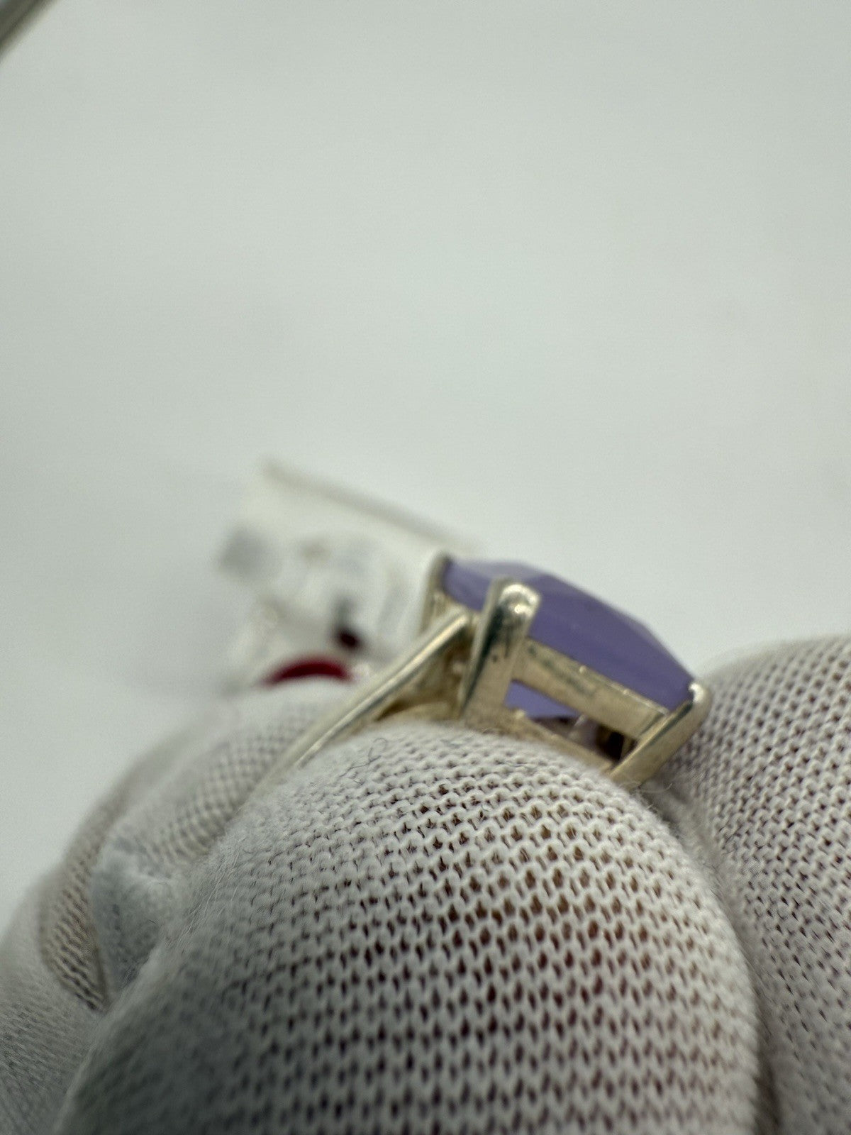 VINTAGE 925 SILBER RING MIT QUADRATISCHEM LILA STEIN GR.60
