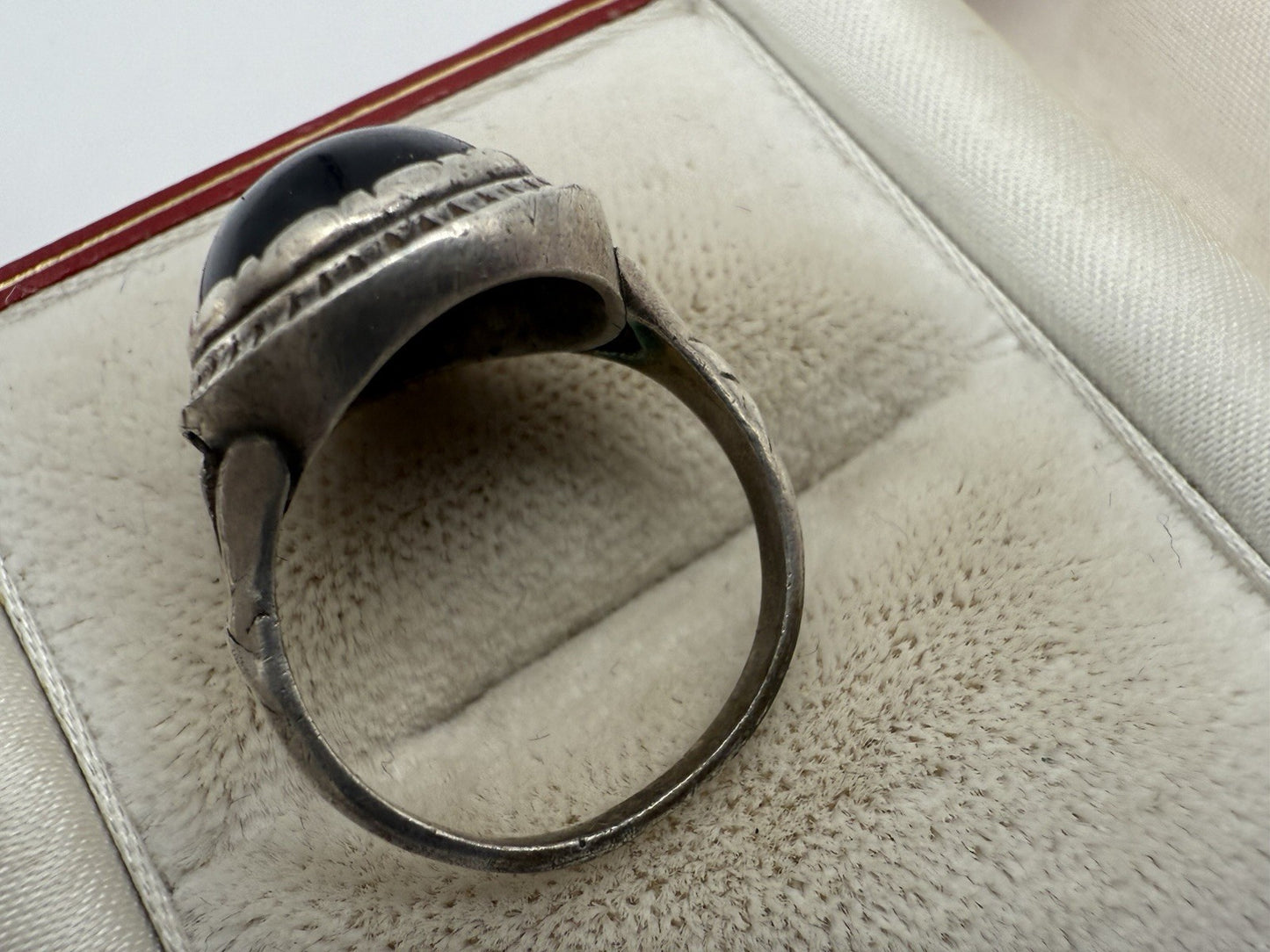 ANTIK JUGENDSTIL ART DÉCO ONYX RING GR.55
