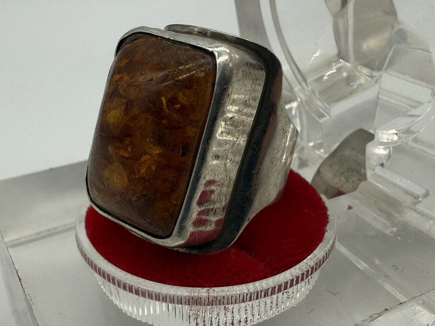 DESIGNER RING GEORG KRAMER 835 SILBER BERNSTEIN GR.54