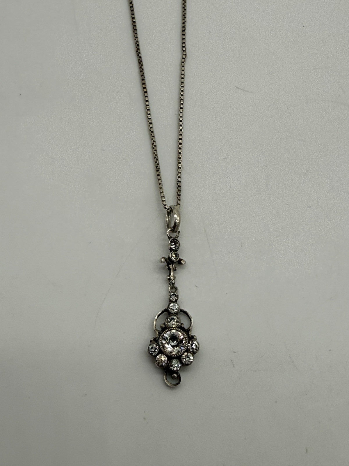 ART DECO 830er SILBER ANHÄNGER VINTAGE FRANKREICH + SILBER KETTE 48cm