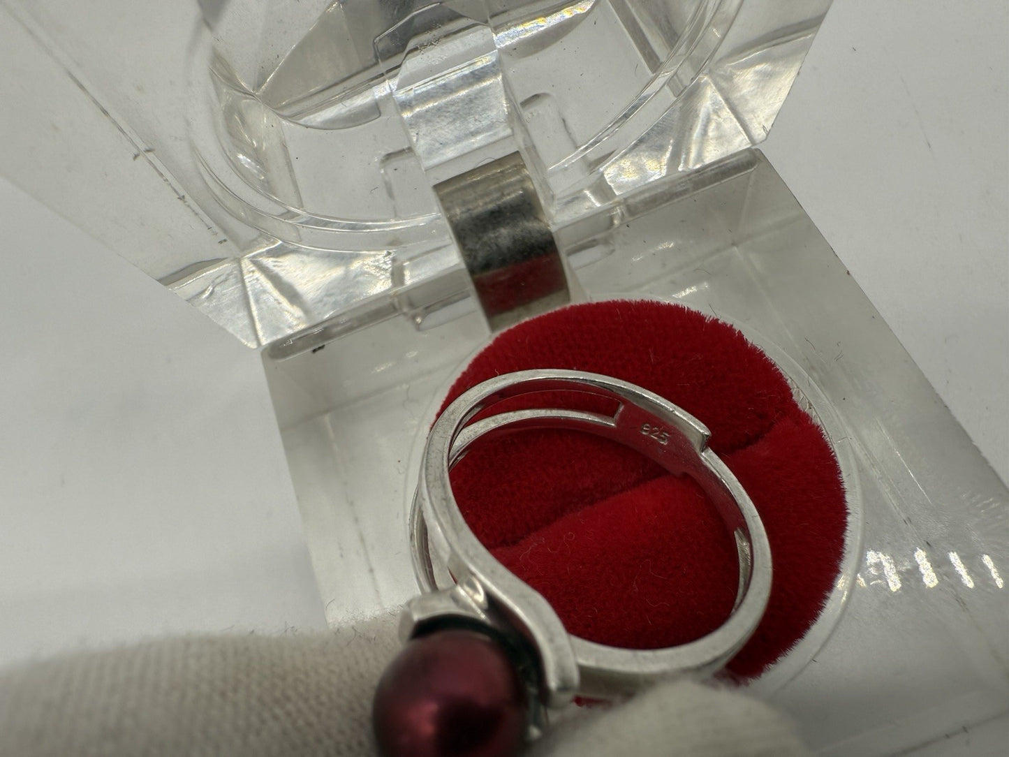 VINTAGE KIRSCH PERLENRING, 925 SILBER HONOURA PERLE, JUNI GEBURTSSTEIN GR60