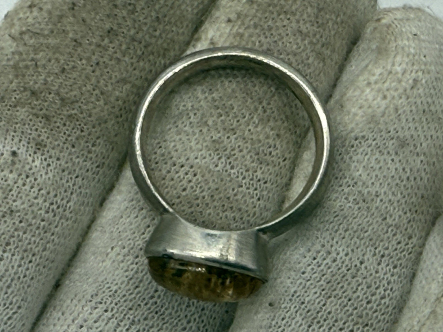 VINTAGE GOLDENER RUTILQUARZ RING 950 STERLING SILBER GR.56