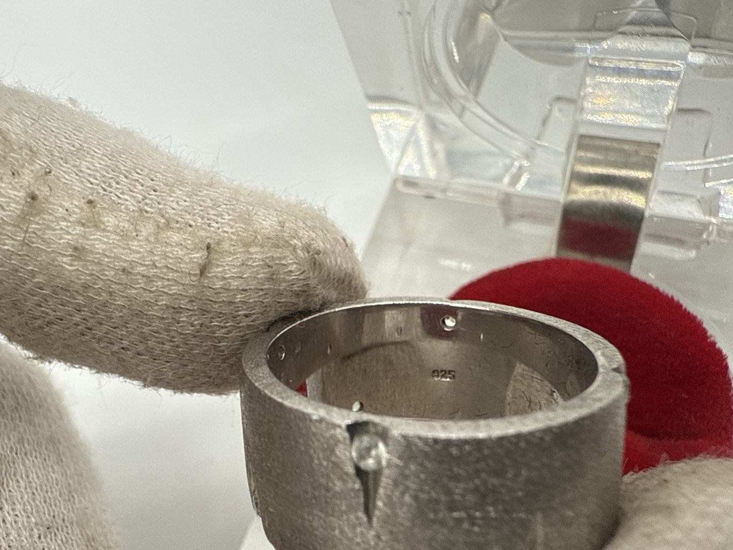 STILVOLL BREITER 925 STERLING SILBER BAND RING MIT ZIRKONIA GR.59