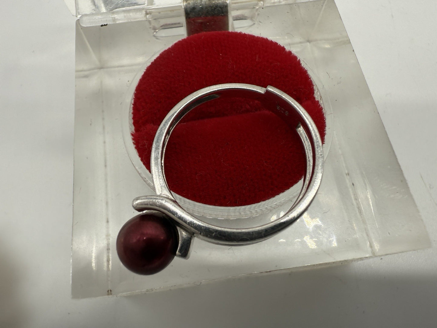 VINTAGE KIRSCH PERLENRING, 925 SILBER HONOURA PERLE, JUNI GEBURTSSTEIN GR60