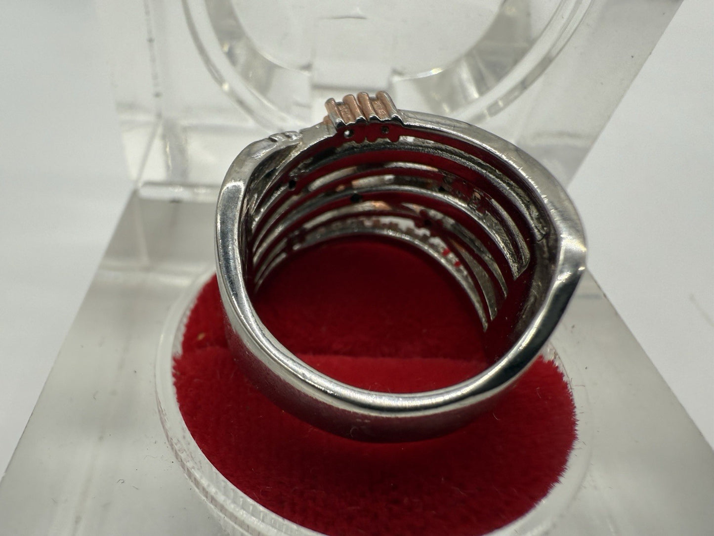 BREITER 925 SILBERRING MIT ZIRKONIA & ROSEGOLD AKZENTEN GR.58