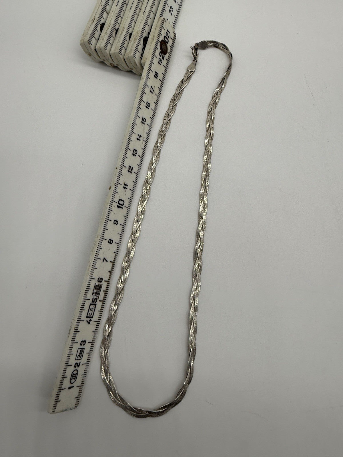 VINTAGE 925 SILBERKETTE COLLIER HALSKETTE GEFLOCHTEN
