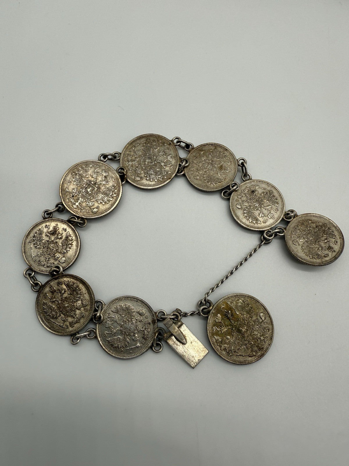VINTAGE ARMBAND MÜNZARMBAND 10 & 15 KOPEKEN RUSSLAND SILBER ARMBAND