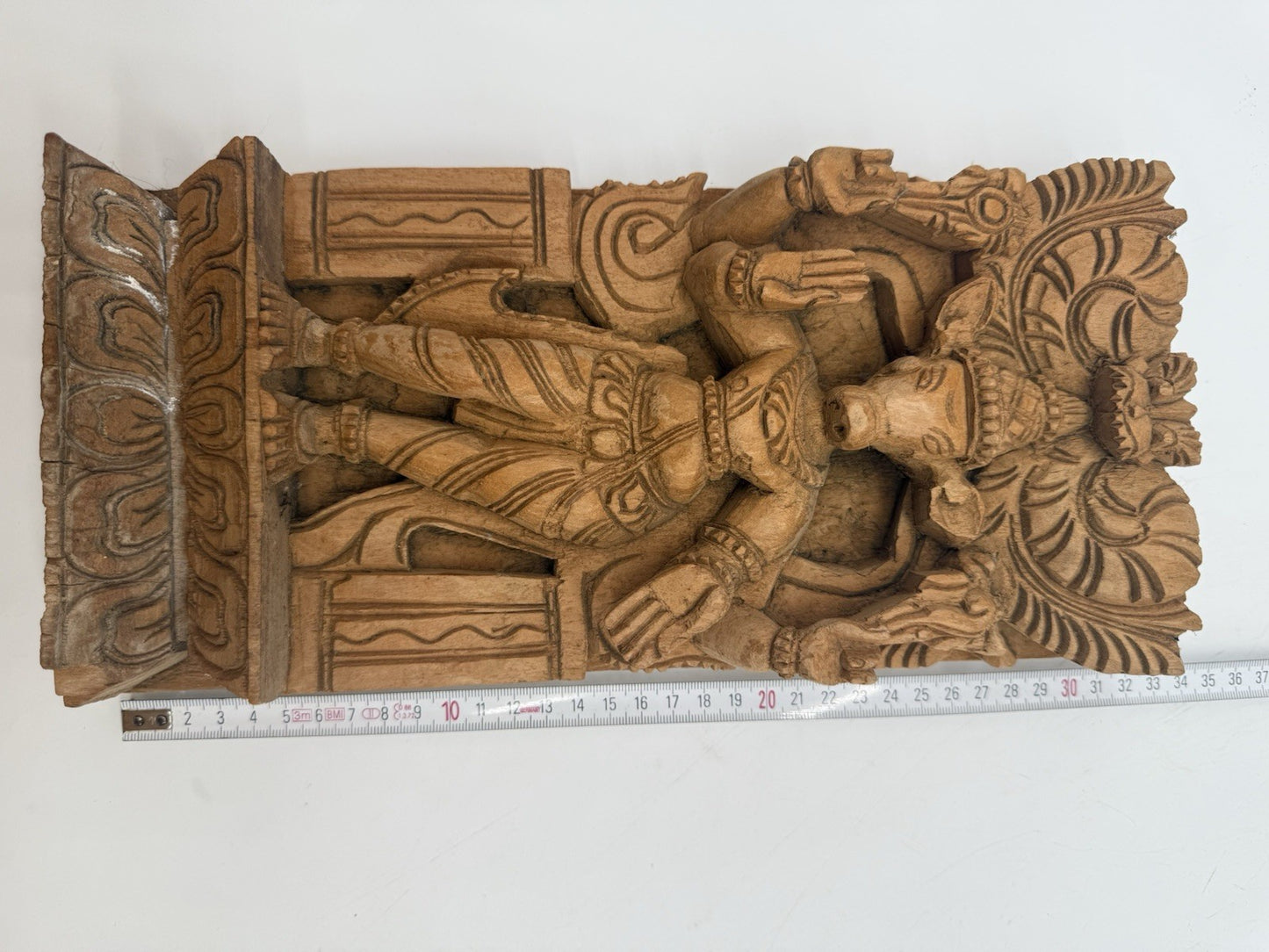ALTES INDISCHES HOLZRELIEF GOTTHEIT GANESHA SCHNITZEREI