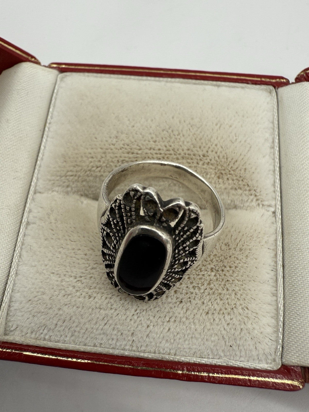 VINTAGE ONYX RING 925 STERLING SILBER GR.51