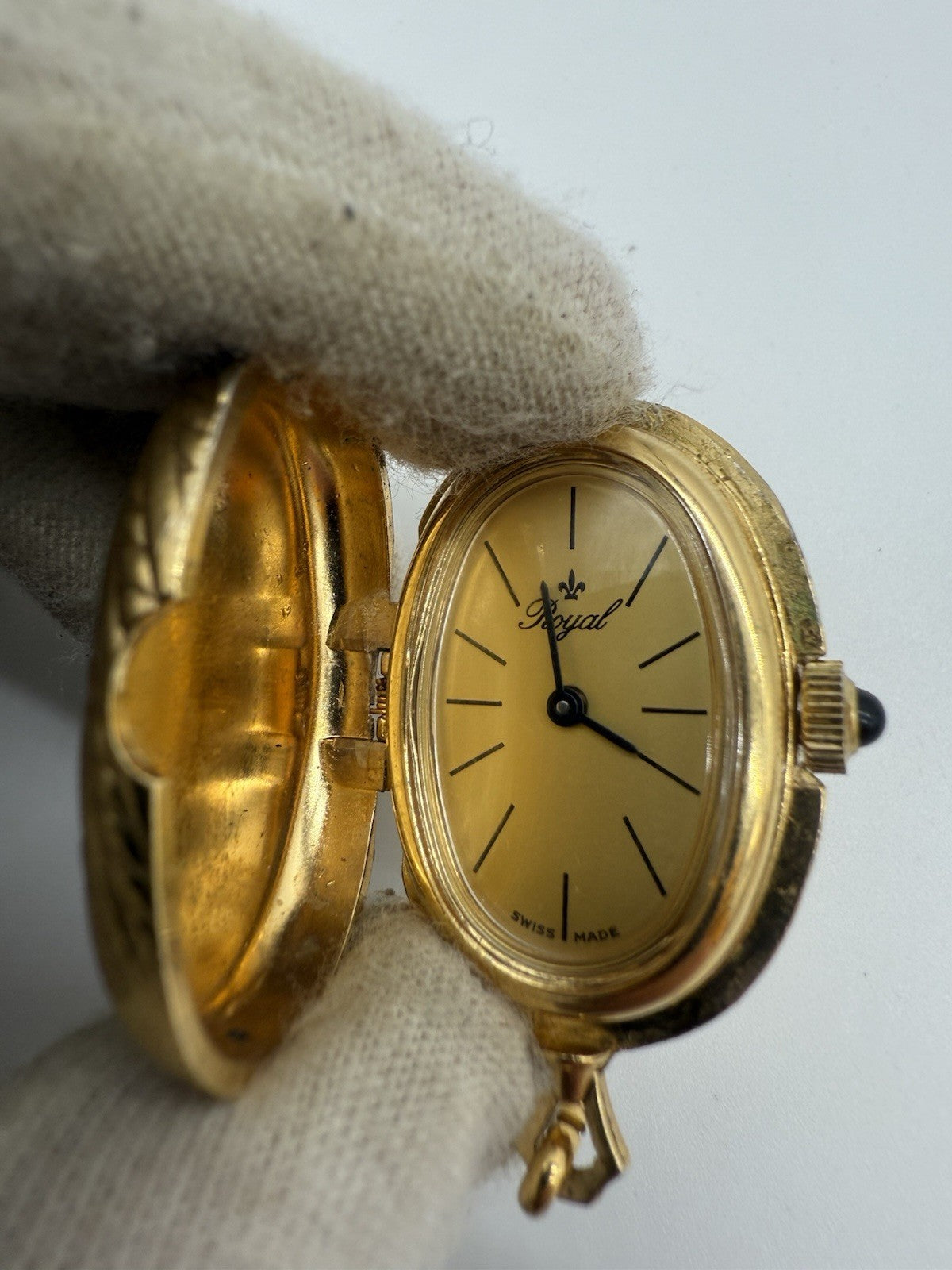 VINTAGE ROYAL SPRUNGDECKELUHR GOLD DOUBLE SWISS MADE LÄUFT