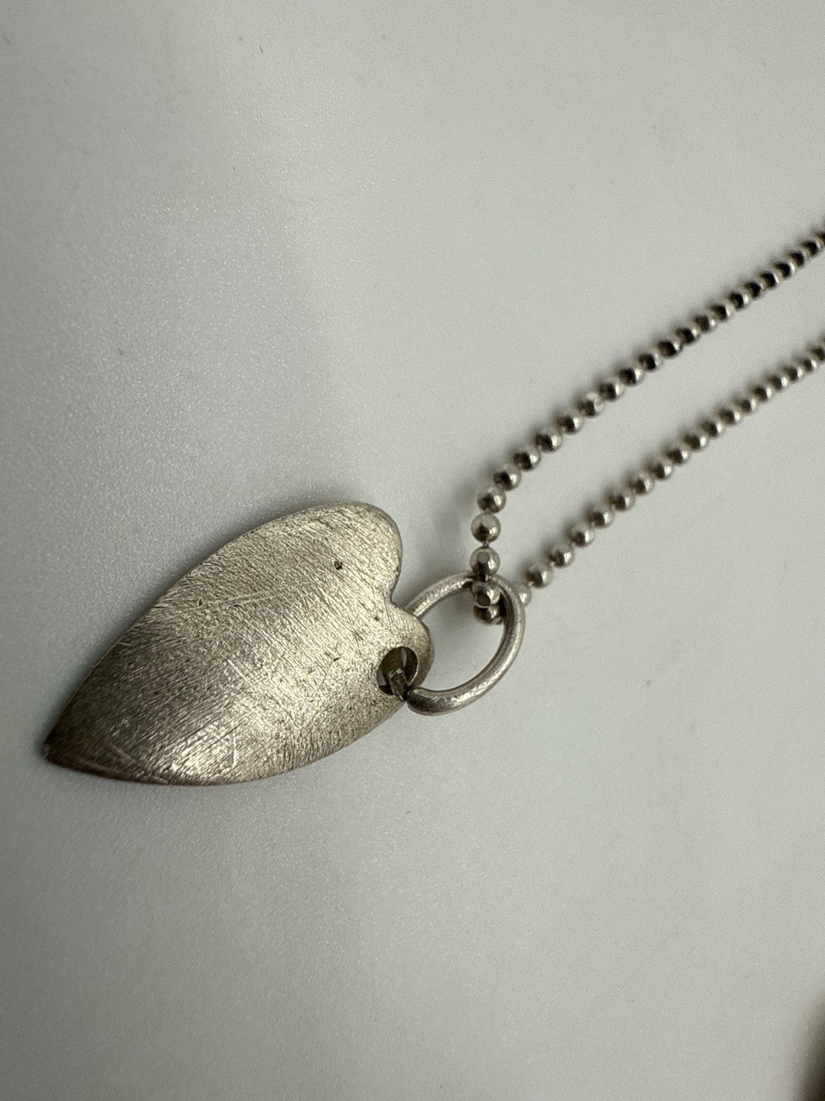 VINTAGE 925 SILBER HERZANHÄNGER MIT KUGELKETTE & OHRRING