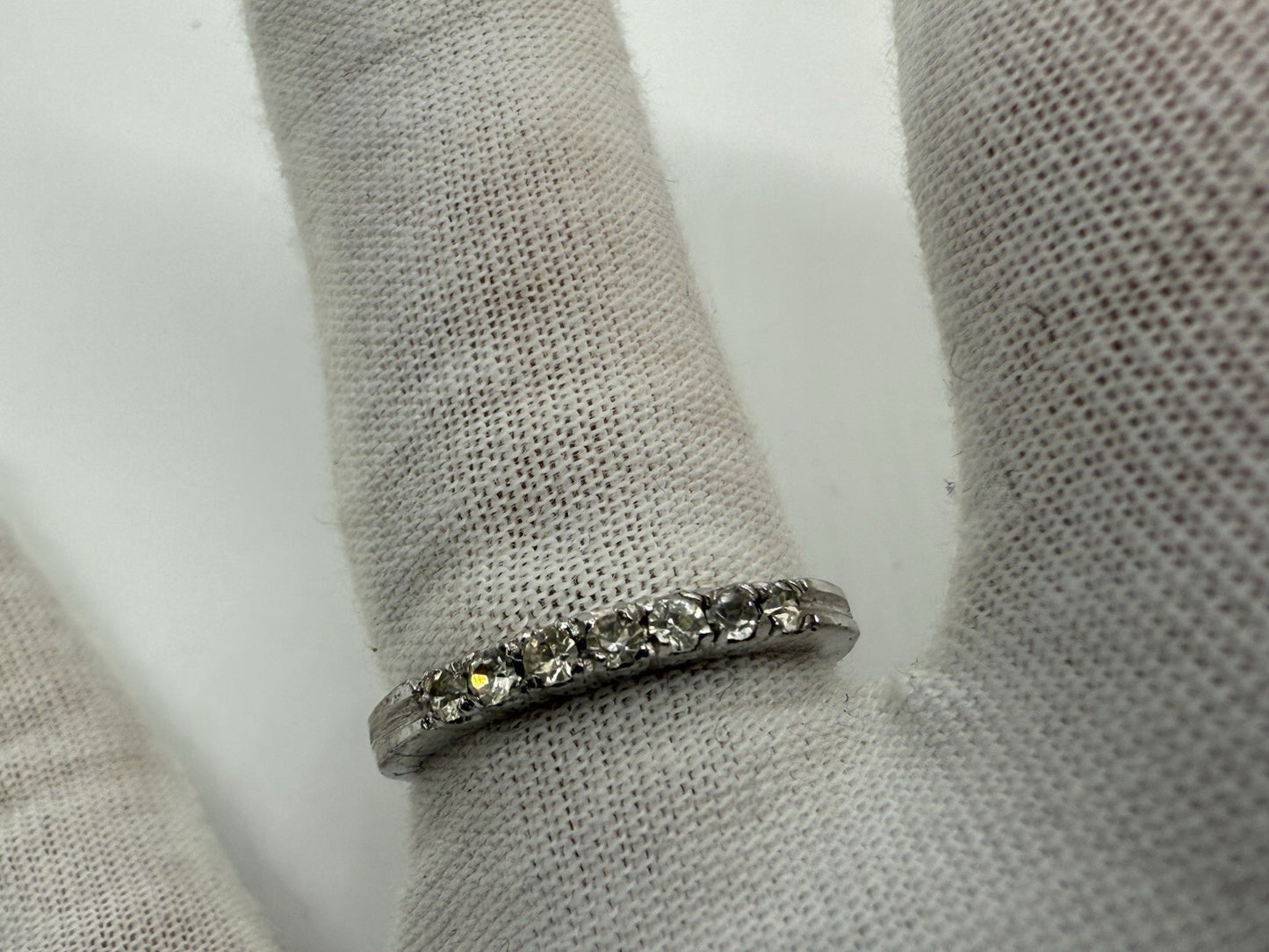 VINTAGE 835 SILBER RING MODERNIST CZ ZIRKONIA GR.57