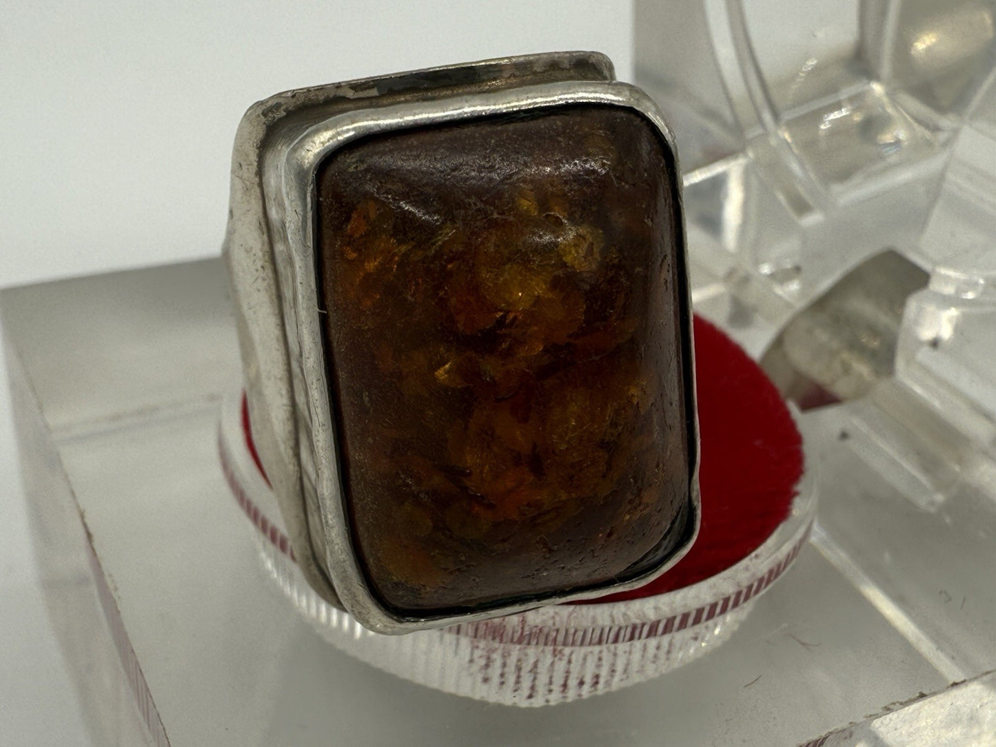 DESIGNER RING GEORG KRAMER 835 SILBER BERNSTEIN GR.54