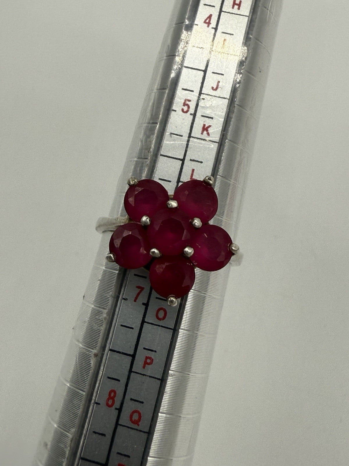 COCKTAILRING IN ECHT SILBER MIT ROTEN RUBINEN FÜR DAMEN HANDGEMACHT GR.53