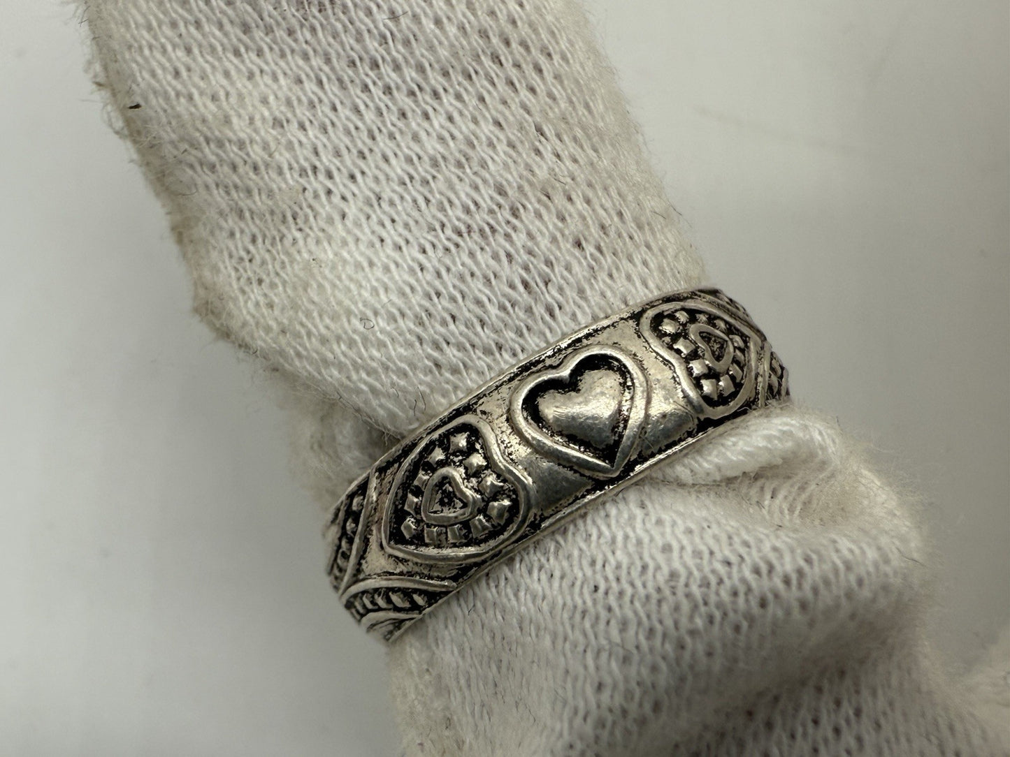 VINTAGE 925 STERLING SILBER RING KLASSISCHER HERZ ZEHENRING