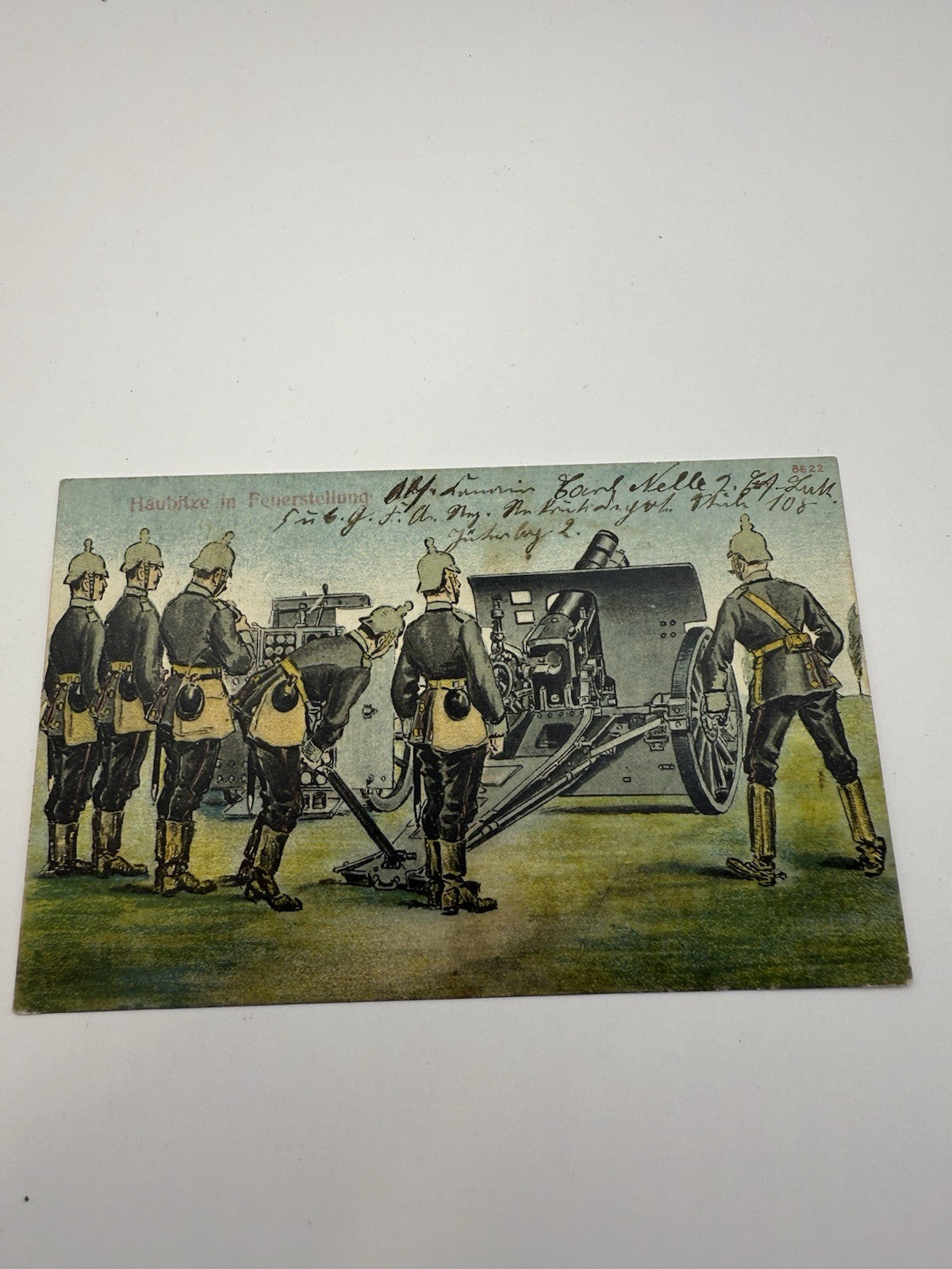 AK ANSICHTSKARTE HAUBITZE IN FEUERSTELLUNG IM BILDER RAHMEN, LITHOGRAPHIE