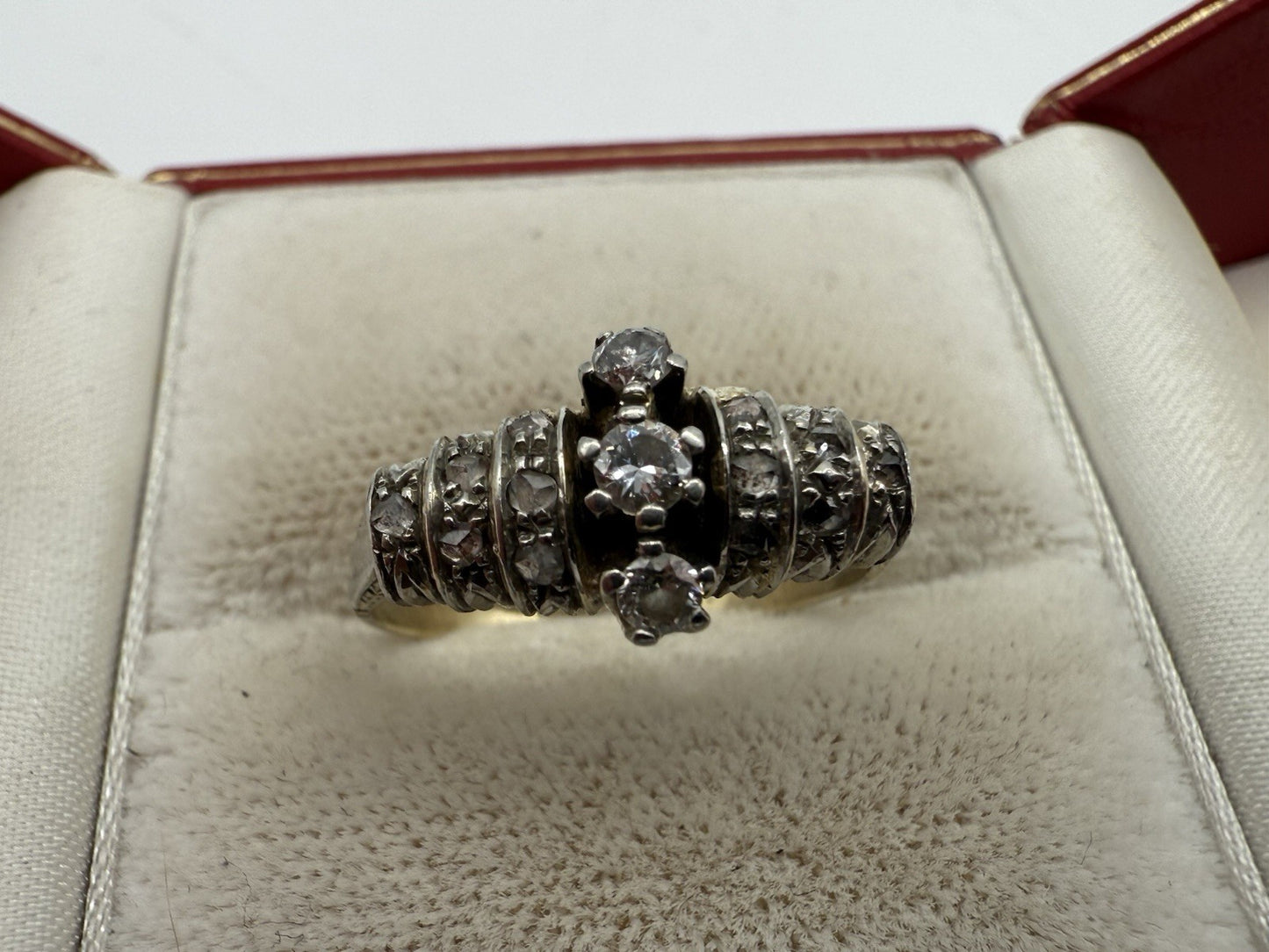 ANTIKER RING 750 GOLD RUSSLAND - 18 KARAT BICOLOR MIT BRILLANTEN
