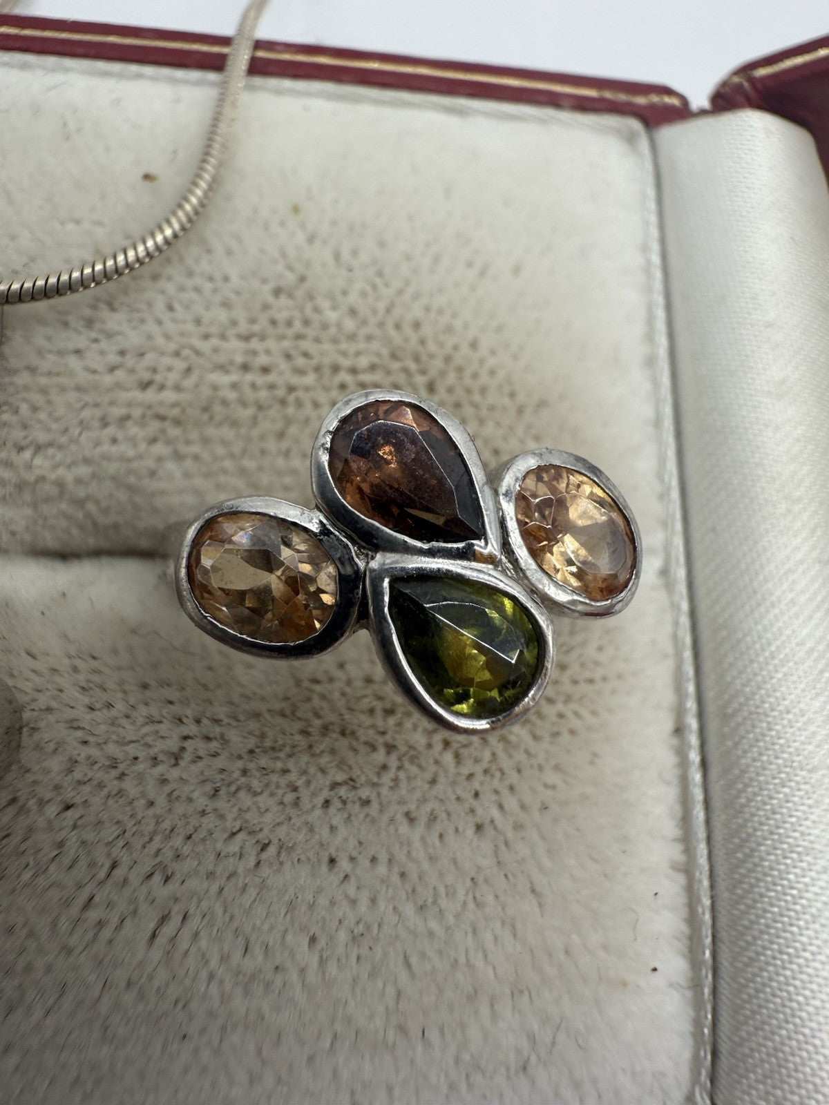 SILBERSCHMUCK SET 925 ANHÄNGER & RING GR.55 MIT FACETTIERTEN EDELSTEINEN