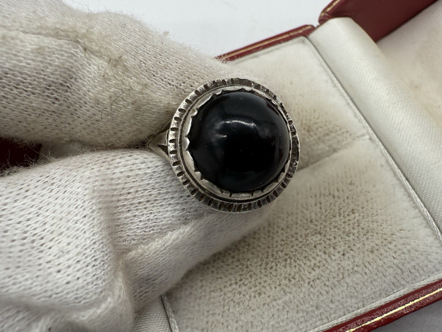 ANTIK JUGENDSTIL ART DÉCO ONYX RING GR.55